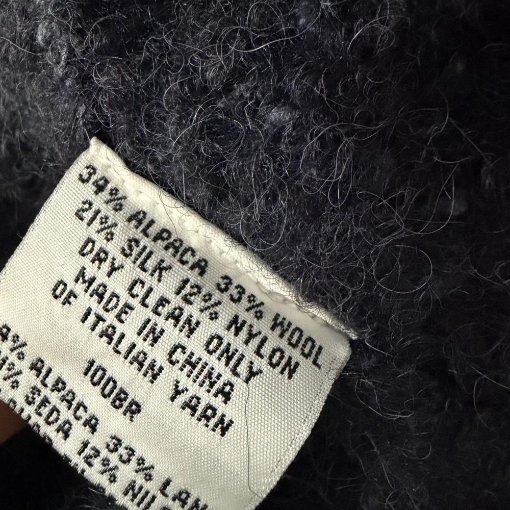 Eileen Fisher Alpaca Blue Black Open Front Cardigan Sweater Woman's Size M - Picture 7 of 8